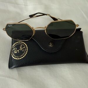 Ray-Ban Gold Hexagonal Sunglasses